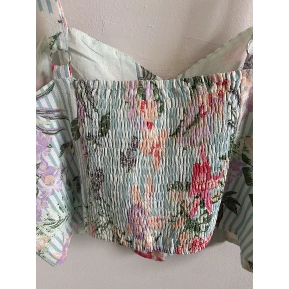 Fig & Thread Boutique Brand Floral Cottagecore Boho Crop Top Tank Medium - Picture 5 of 6